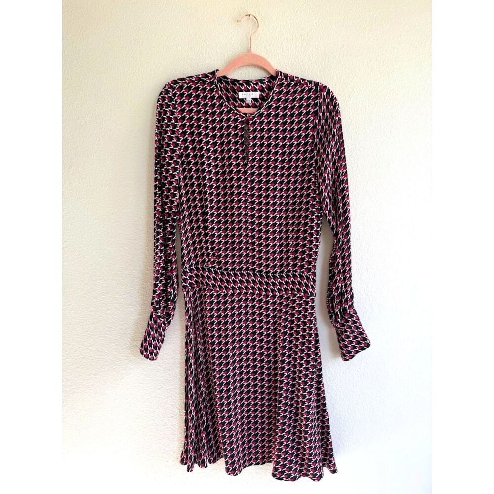 Equipment Magnolia Star Houndstooth Print Dropwaist Dress in Pink & Black size 0